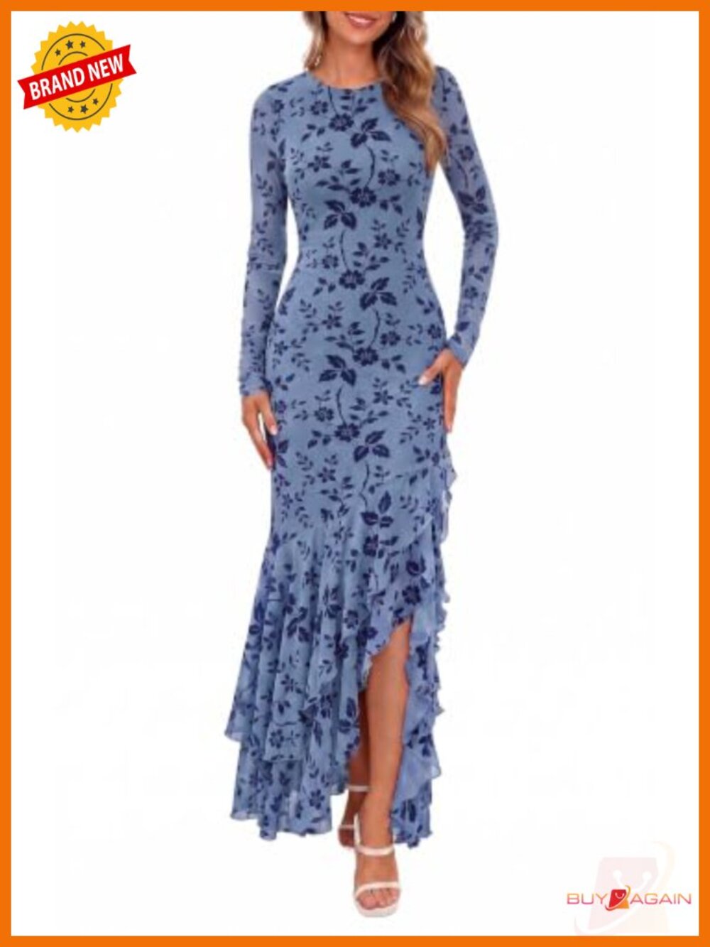 BTFBM Long Sleeve Cocktail Dress Mesh Formal Maxi Dress